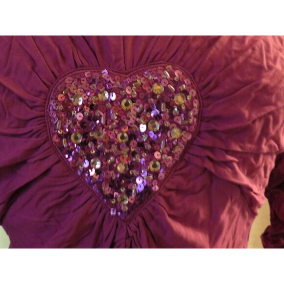 Marc Bouwer Women's Magenta Sequined Heart Ruched Fitted Top Size XL - Picture 6 of 8